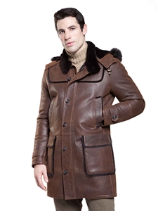 Rugged Cocoa Valier Mens Shearling Jacket | Aston Leather Shearling Collection | Sam's Tailoring Fine Men Clothing