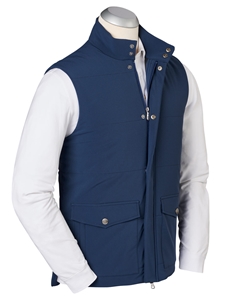 Navy Water Repellent Quilted Stretch Solid Vest | Bobby Jones Jackets Collection | Sams Tailoring Fine Men Clothing