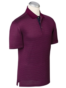 Merlot Pisano Stripe Cotton Short Sleeve Polo Shirt | Bobby Jones Polos Collection | Sams Tailoring Fine Men's Clothing