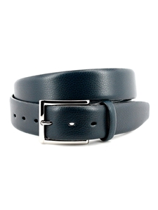 Navy Italian Glazed Milled Calfskin Dress Belt | Torino Leather Belts | Sam's Tailoring Fine Men Clothing