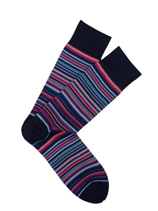 Sunrise Blue Pima Cotton Lisle Sorrento Stripe Sock  | Marcoliani Socks Collection | Sam's Tailoring Fine Men's Clothing