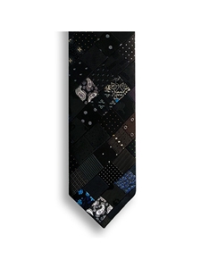 Black Mini Patchwork Sartorial Silk Tie | Italo Ferretti Ties | Sam's Tailoring Fine Men Clothing