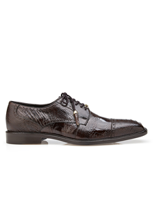 Chocolate Batta Ostrich Cap-Toed Derby Dress Shoe | Belvedere Shoes Collection | Sam's Tailoring Fine Mens Clothing