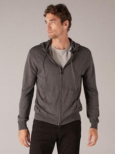 Smoke Silk Cashmere Two Way Zipper Men's Hoodie | Naddam Cashmere Hoodie | Sam's Tailoring Fine Men's Clothing