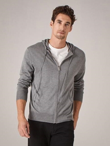 Cement Silk Cashmere Two Way Zipper Men's Hoodie | Naddam Cashmere Hoodie | Sam's Tailoring Fine Men's Clothing