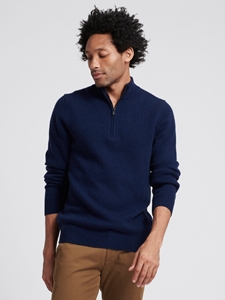 Navy Wool Cashmere Quarterzip Sweater | Naadam Quarter Zip | Sam's Tailoring Fine Men's Clothing