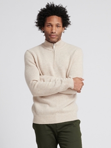 Oatmeal Wool Cashmere Quarterzip Sweater | Naadam Quarter Zip | Sam's Tailoring Fine Men's Clothing