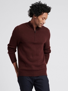 Plum Wool Cashmere Quarterzip Sweater | Naadam Quarter Zip | Sam's Tailoring Fine Men's Clothing