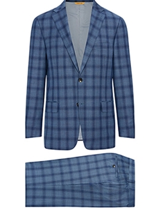 Blue Plaid Super 140's Wool Traveler Suit | Hickey Freeman Suit Collection | Sam's Tailoring Fine Men Clothing