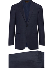 Navy Minicheck Super 160's Wool Men's Suit | Hickey Freeman Suit Collection | Sam's Tailoring Fine Men Clothing