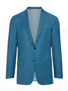 Teal Plaid Rain System B-Fit Men's Jacket | Hickey Freeman Sportcoats Collection | Sam's Tailoring Fine Men Clothing