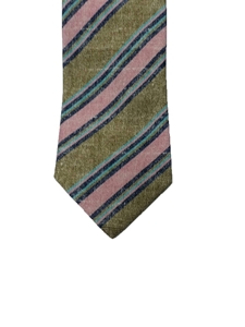 Green With Pink & Blue Stripes Corporate Estate Tie | Estate Ties Collection | Sam's Tailoring Fine Men's Clothing
