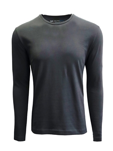 Grey Pima Cotton Crew Neck Long Sleeve t Shirt | Georg Roth t Shirts | Sams Tailoring Fine Mens Clothing