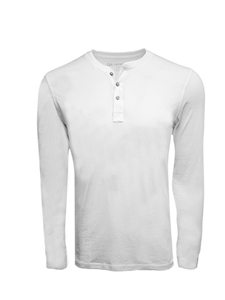 White Pima Cotton Long Sleeves Mens Henley | Georg Roth t Shirts | Sams Tailoring Fine Mens Clothing