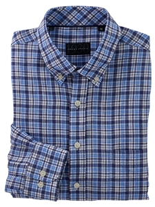 Blue Roth Linen Plaid Long Sleeve Sport Shirt | Bobby Jones Shirts Collection | Sam's Tailoring Fine Men Clothing