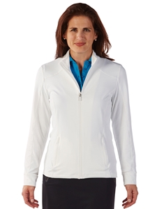 White Tech Solid Full Zip Women's Knit Jacket | Bobby Jones Women's Pullovers | Sam's Tailoring Fine Women's Clothing