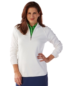 White Pima Cotton Solid Quarter Zip Women's Pullover | Bobby Jones Women's Pullovers | Sam's Tailoring Fine Women's Clothing