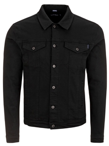 Black Stylish Shirt Collar Men's Trucker Jacket | Stone Rose Jackets Collection | Sams Tailoring Fine Men Clothing