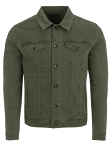 Olive Stylish Shirt Collar Men's Trucker Jacket | Stone Rose Jackets Collection | Sams Tailoring Fine Men Clothing