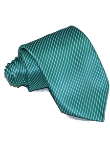 Green & White Regimental Thin Stripes Silk Tie | Italo Ferretti Ties | Sam's Tailoring Fine Men's Clothing