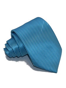 Light Blue & White Regimental Thin Stripes Silk Tie | Italo Ferretti Ties | Sam's Tailoring Fine Men's Clothing