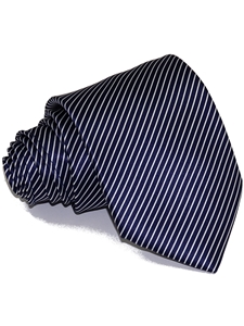 Blue And White Regimental Thin Stripes Silk Tie | Italo Ferretti Ties | Sam's Tailoring Fine Men's Clothing