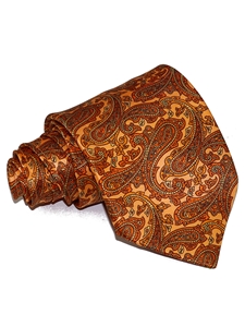 Bright Orange Paisley & Batik Print Woven Silk Tie | Italo Ferretti Ties | Sam's Tailoring Fine Men's Clothing