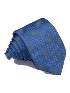 Blue With Blue Leaf Decoration Woven Silk Tie | Italo Ferretti Ties | Sam's Tailoring Fine Men's Clothing