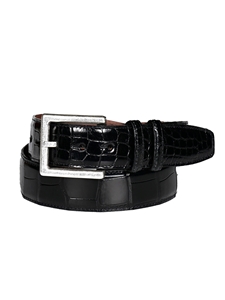 Black American Alligator Wide Width Leather Belt | Torino Leather Belts | Sam's Tailoring Fine Men Clothing