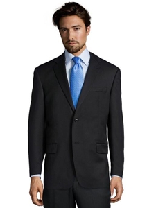Black Wool Plain Notch Lapel Suit Jacket | Palm Beach Wool Collection | Sam's Tailoring Fine Men Clothing