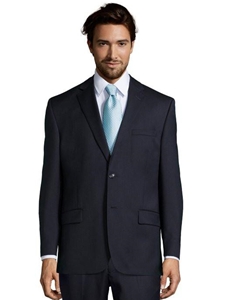 Navy Wool Plain Notch Lapel Suit Jacket | Palm Beach Wool Collection | Sam's Tailoring Fine Men Clothing