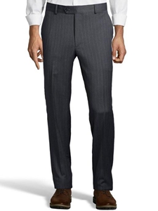 Grey Wool Stripe Plain Front Suit Pant | Palm Beach Wool Collection | Sam's Tailoring Fine Men Clothing