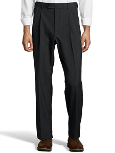 Charcoal Wool/Poly Pleated Expander Pant | Palm Beach Dress Pants | Sam's Tailoring Fine Men Clothing