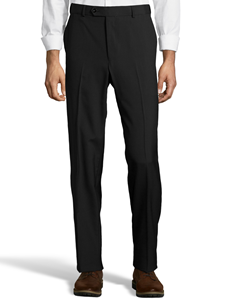 Black Wool/Poly Flat Front Expander Pant | Palm Beach Dress Pants | Sam's Tailoring Fine Men's Clothing