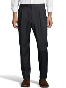 Charcoal Gabardine Pleated Wool Men's Pant | Palm Beach Dress Pants | Sam's Tailoring Fine Men's Clothing