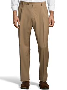 Caramel Gabardine Pleated Wool Men's Pant | Palm Beach Dress Pants | Sam's Tailoring Fine Men's Clothing