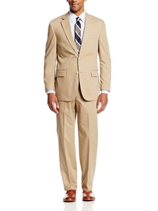 Boone Khaki Poplin Two Button Center Vent Suit | Palm Beach Seasonal Suits & Pants | Sam's Tailoring Fine Men's Clothing