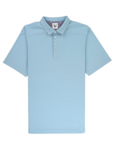 Light Blue Lightweight Pique Short Collar Cypress Polo | Vastrm Polo Shirts | Sam's Tailoring Fine Men Clothing