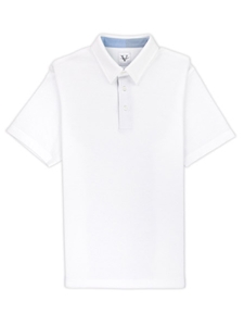 White Comfort Pique Straight Collar Hampton Polo | Vastrm Polo Shirts | Sam's Tailoring Fine Men Clothing