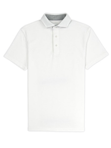 White Comfort Pique Spread Collar Solomeo Polo | Vastrm Polo Shirts | Sam's Tailoring Fine Men Clothing