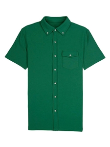 Dark Green Comfort Pique Austin Short Sleeve Dress Shirt | Vastrm Shirts Collection | Sam's Tailoring Fine Men Clothing