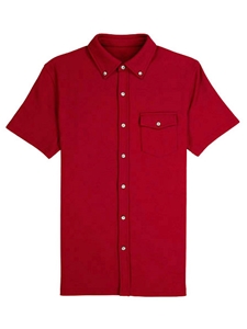 Merlot Red Comfort Pique Austin Short Sleeve Dress Shirt | Vastrm Shirts Collection | Sam's Tailoring Fine Men Clothing