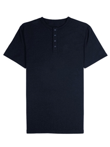 Navy Jersey Fabric Short Sleeve Men's Henley | Vastrm Henleys Collection | Sam's Tailoring Fine Men Clothing