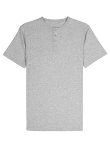 Heather Grey Jersey Fabric Short Sleeve Men's Henley | Vastrm Henleys Collection | Sam's Tailoring Fine Men Clothing