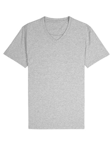 Heather Grey Jersey Fabric Short Sleeve V-Neck Tee | Vastrm Henleys Collection | Sam's Tailoring Fine Men Clothing