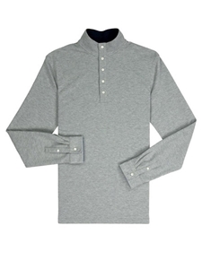 Heather Grey Comfort Pique Mock Collar Pullover | Vastrm Pullovers Collection | Sam's Tailoring Fine Men Clothing