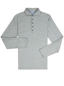 Heather Grey Jersey Cambridge Long Sleeve Polo | Vastrm Polos Collection | Sam's Tailoring Fine Men Clothing