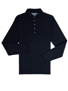 Navy Jersey Cambridge Long Sleeve Men's Polo | Vastrm Polos Collection | Sam's Tailoring Fine Men Clothing