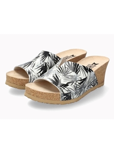 Silver Leather Floral Print Women's Cork Wedge Sandal | Mephisto Women's Wedges Sandals | Sam's Tailoring