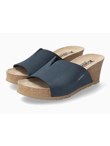 Navy Leather Lining Women's Nubuck Wedge Sandal | Mephisto Women's Wedges Sandals | Sam's Tailoring